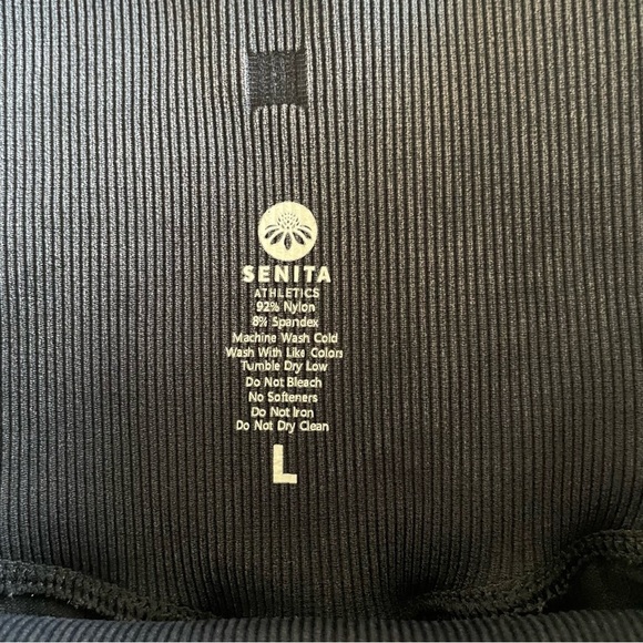 Senita Athletics Crop Seamless Leggings Women’s Large Gray Vintage Washed Ribbed - Picture 2 of 12